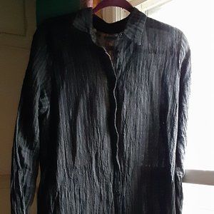 Ovate *Poppy* Crinkle Linen Shirtdress, Size Small